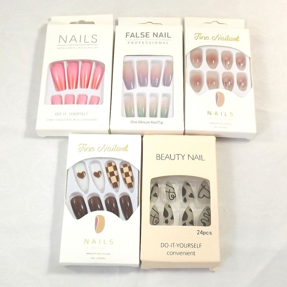 Lot of 5 Brand New False Nail Sets